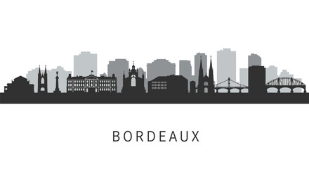 Naklejka premium Bordeaux Skyline City Silhouette France.