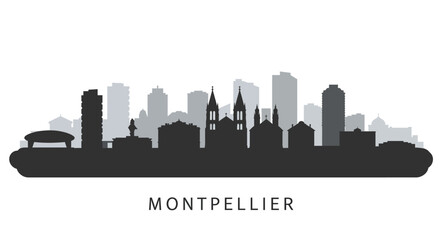Obraz premium Montpellier Skyline Silhouette France Cityscape.