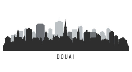 Naklejka premium Douai Skyline Cityscape silhouette vector art.