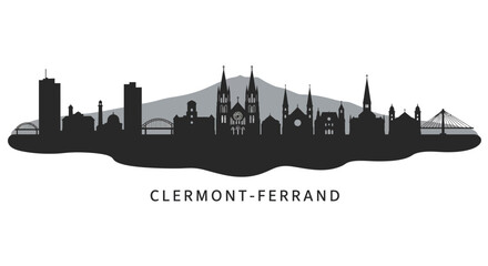 Fototapeta premium ClermontFerrand Skyline Vector France.