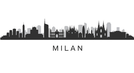 Fototapeta premium Milan Skyline Vector Italy Cityscape Silhouette.