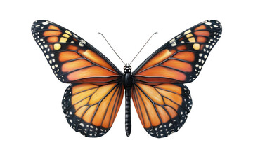 Fototapeta premium Close-up Captures Beauty Of Orange Butterfly On Black Background, Delicate Wings