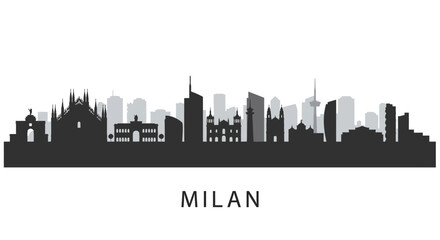 Obraz premium Milan Cityscape Silhouette Italy Skyline.