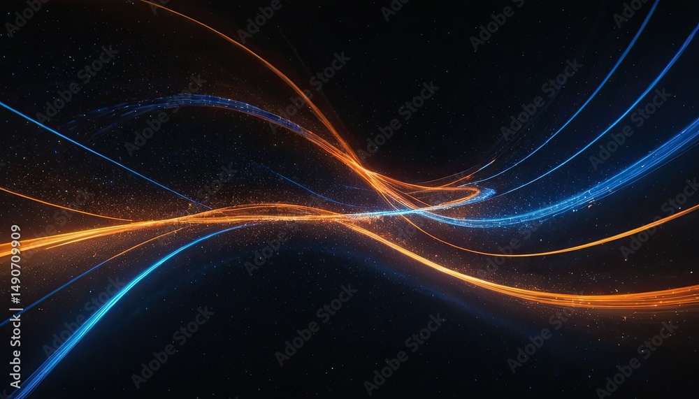 Poster abstract glow waves shiny golden moving lines design element with glitter effect on dark background 