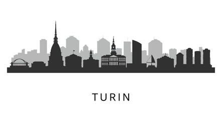 Naklejka premium Turin Skyline Italy Silhouette Vector.