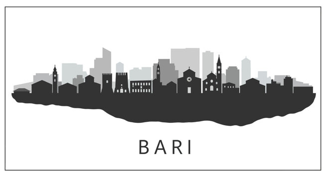 Bari Italy Cityscape Silhouette.