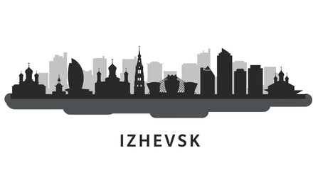 Naklejka premium Izhevsk City Skyline Silhouette.