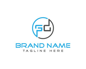 Modern initial logo vector template featuring f and c letters encased in a stylish circle