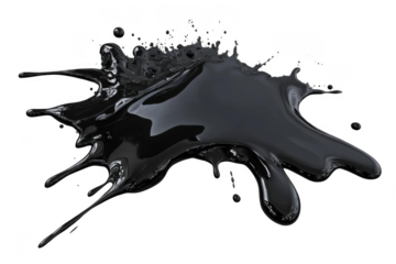 Shiny Dark Liquid Splash on Black, a Fluid Art Theme