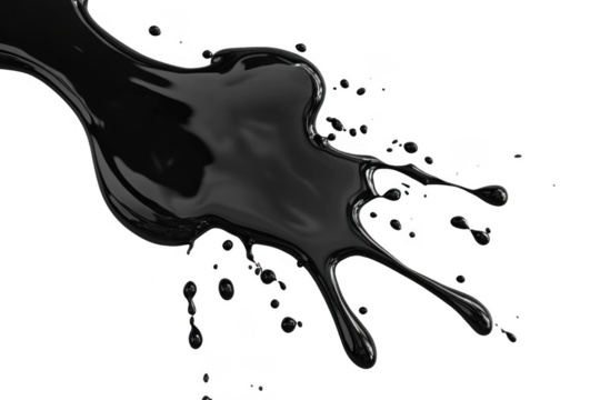 black Fluid Splash In Dark Background For Presentation Or Wallpaper