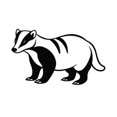 clean vector line drawing of european badger