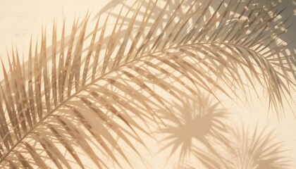 Obraz premium Palm leaf and shadow create a tranquil tropical background