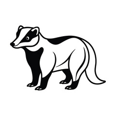 clean vector line drawing of european badger wolf vinyl ready vector illustration