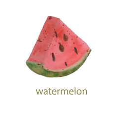 Watermelon piece watercolor stock vector illustration for web, or print, postcard