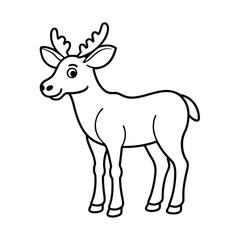 cute female moose line drawing vector with clean deer 