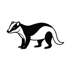 clean vector line drawing of european badger