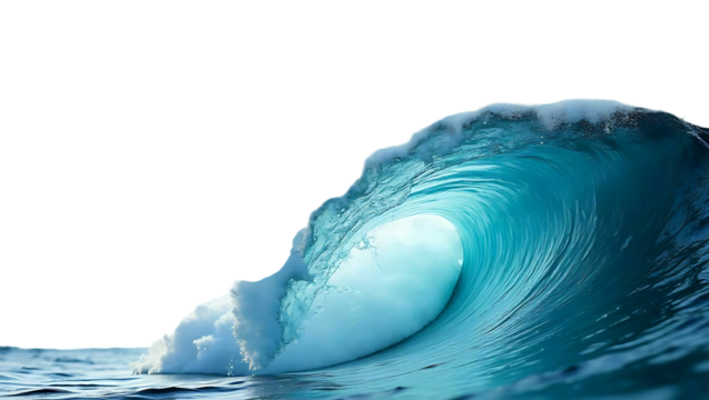 Stunning ocean wave curl isolated on a white background