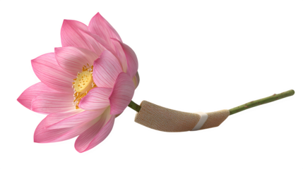 A lotus flower blooming from a rehab admission wristband, symbolizing recovery and renewal, isolated on Transparent Background