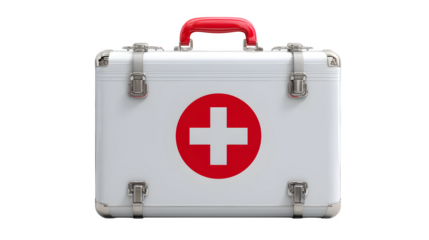 A medical first aid kit with public health symbol in the center, isolated on Transparent Background
