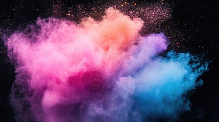 Fototapeta premium Colorful explosion of powder in the dark.