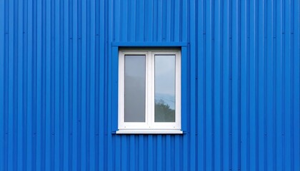 Blue Corrugated Metal Wall Window.