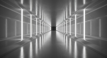 Fototapeta premium Empty futuristic corridor with neon lighting
