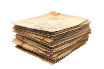 View Pile of Old Paper Documents for History Theme and Antique Look