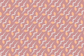 Vector seamless pattern cute floral outline geometric shape Orange and brown colorful abstract background,  stripe, textile, fabric, illustration