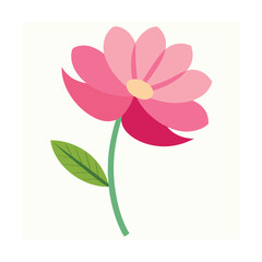 Pink Cosmos Blossom Clipart - Cute Flat Floral Icon