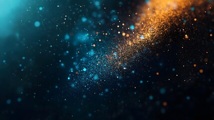 Abstract Background with Blue and Orange Sparkles in Dark Space