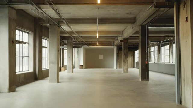 Vast Industrial Loft Space High Ceilings, Exposed Beams, and Abundant Natural Light