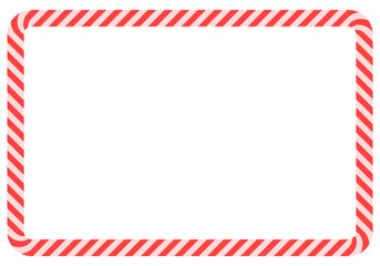 Fototapeta premium Candy Cane Frame. Candy cane rectangle frame. Christmas ribbon with red and white stripes. Greeting card with New Year or Christmas decorating border
