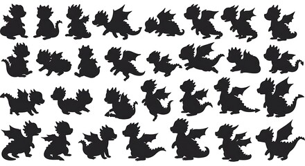 Fototapeta premium Dragon Silhouettes: A Tiny Flight