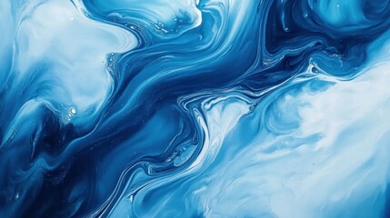 Obraz premium Abstract blue and white fluid art
