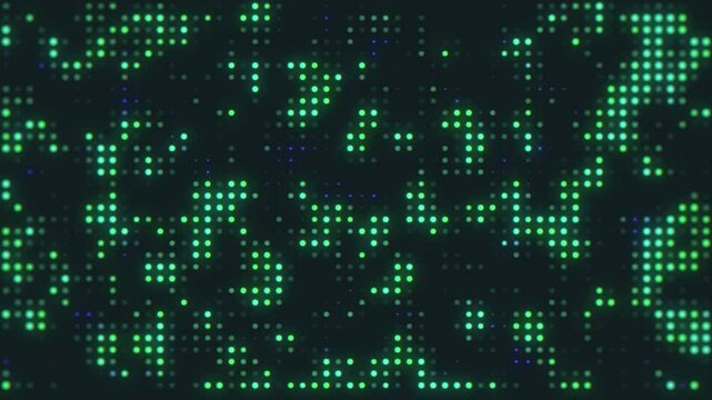 Abstract matrix background with glowing dots animation for tech and data visualization
