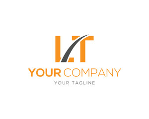 Creative LT initial letter logo with curved design for company branding template vector