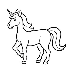 Fototapeta premium fantasy unicorn drawing line art vector