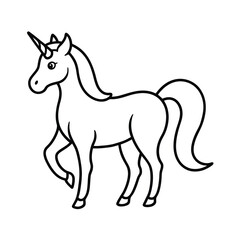 fantasy unicorn drawing line art vector