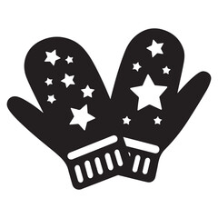 Warm mittens icon, warm mittens silhouette vector illustration, Christmas mitten vector, Mitten silhouette, winter gloves icon symbol design