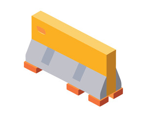 Concrete Road Barrier Icon ,Isometric Highway Safety Block Vector Illustration