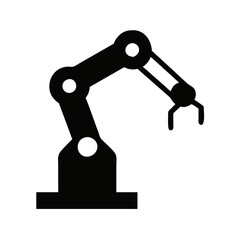 Industrial Robotic Arm Silhouette Icon