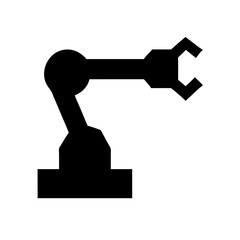 Industrial Robotic Arm Silhouette Icon