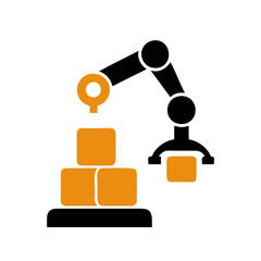 Colorful Robotic Arm Icon for Industrial Automation