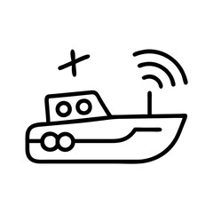RC Boat with Wireless Signal Icon Outline Style