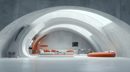 Futuristic loft interior design