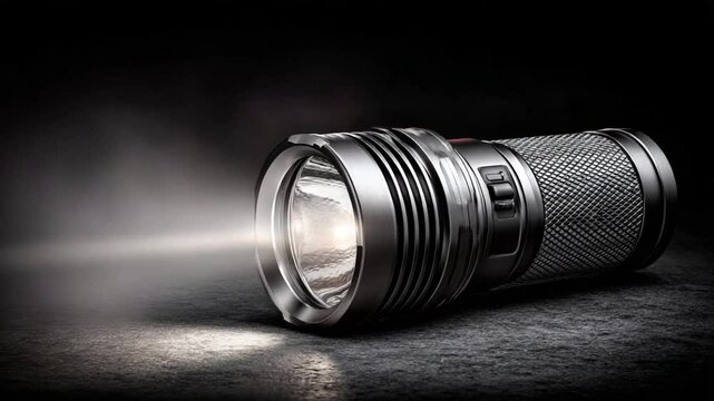 Flashlight on Frosty Ground During Power Outage - AI