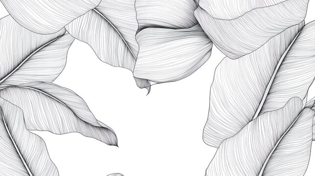 Elegant monochrome tropical leaves pattern