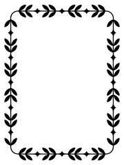Elegant black leafy corner border design on white background for invitation or frame