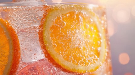 Citrus delight with ice and bubbles creating refreshing summer vibes in a beautifully crafted drink
