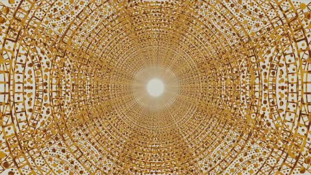 Abstract technology artistic background animation. Future technology, science, tech innovations flowing  glowing golden color artistic effect seamless loop animation. 4k